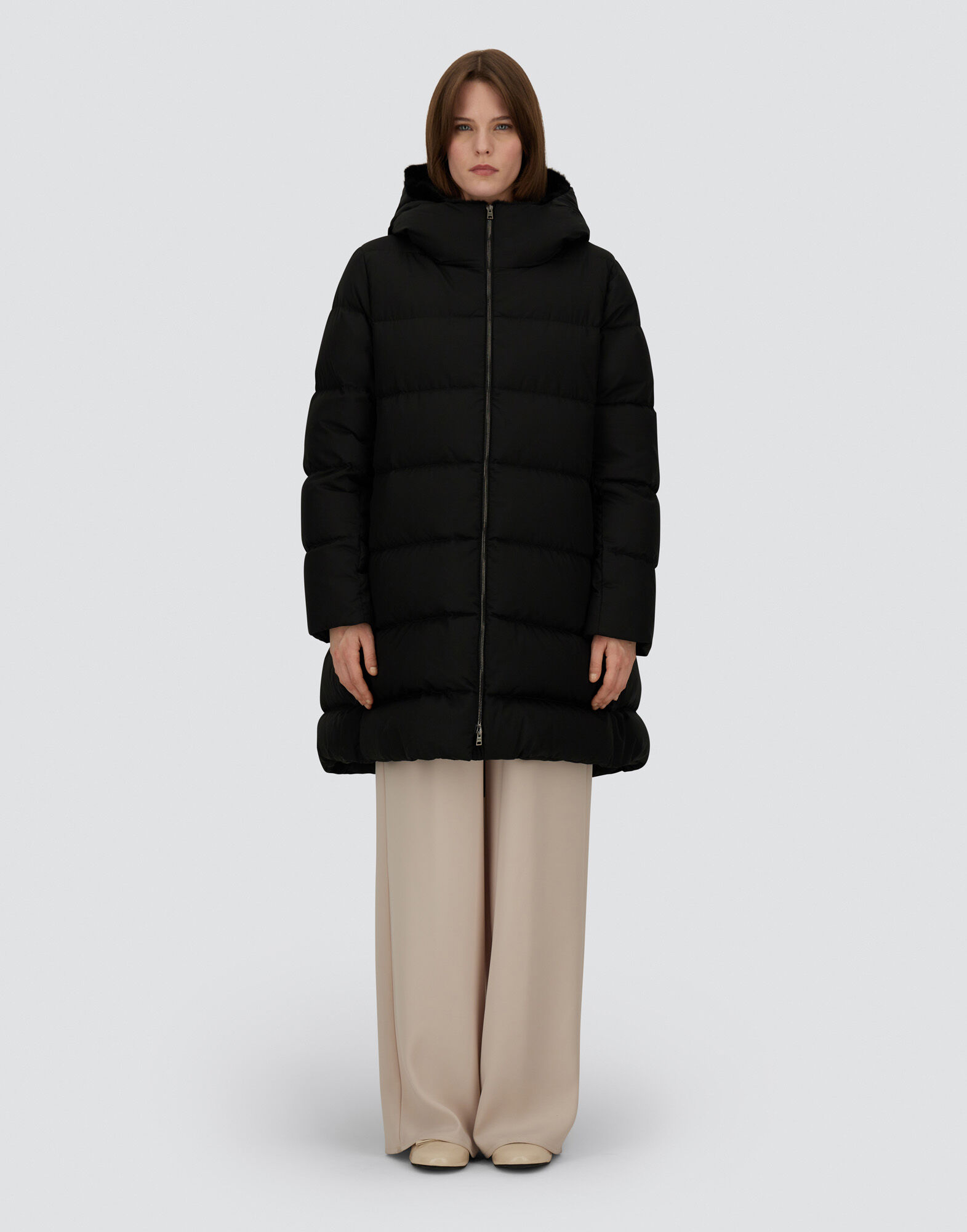 A-SHAPE JACKET IN ARENDELLE AND NEW LADY FAUX FUR in Black for