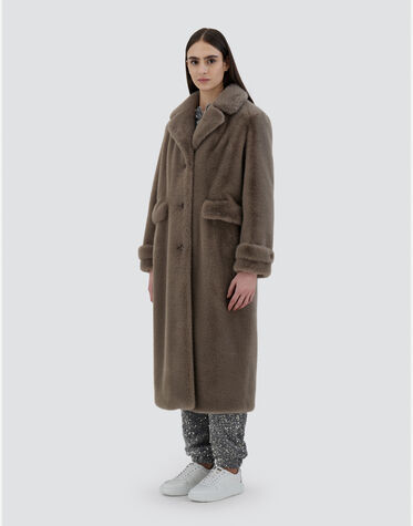 COAT IN FAUX MINK FUR in Dove Grey for Women | Herno®