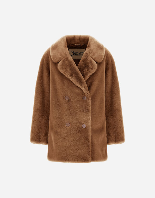 Herno PEACOAT IN BEAVER-EFFECT FUR-TOUCH FABRIC  GC000581D124222157
