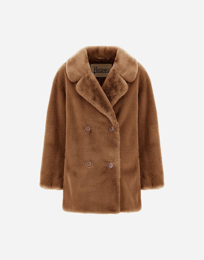 Herno PEACOAT IN BEAVER-EFFECT FUR-TOUCH FABRIC  GC000581D124222157