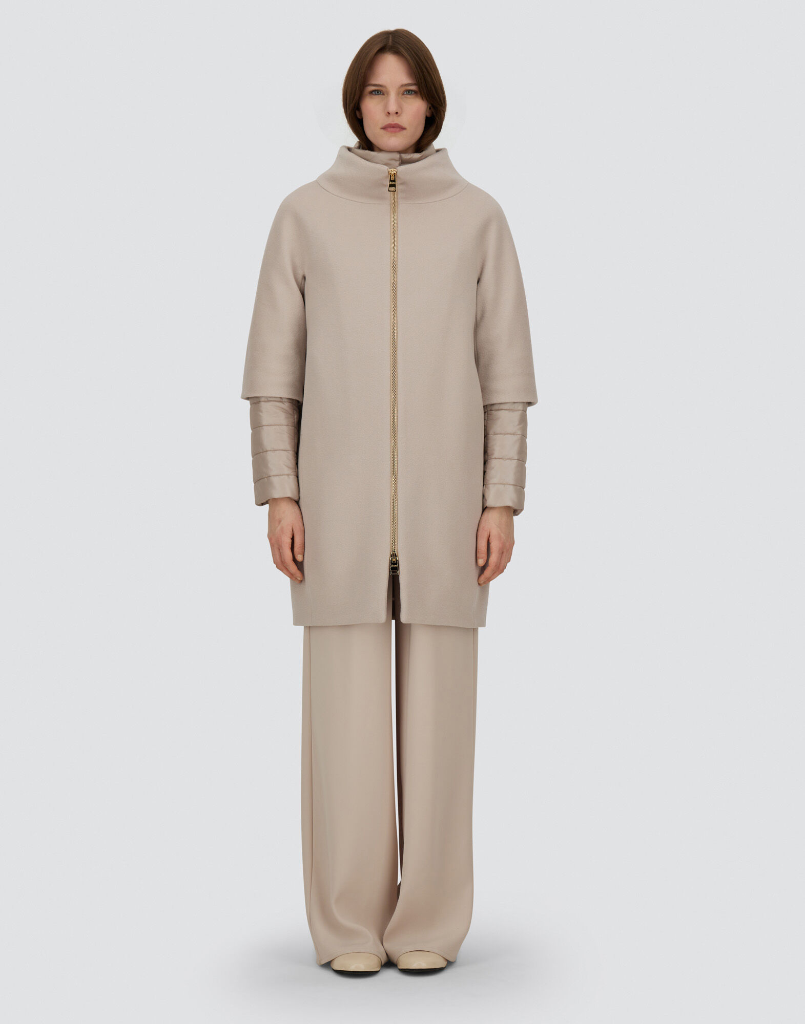 COAT IN LUXURY WOOL AND NYLON ULTRALIGHT in Light Beige for Women