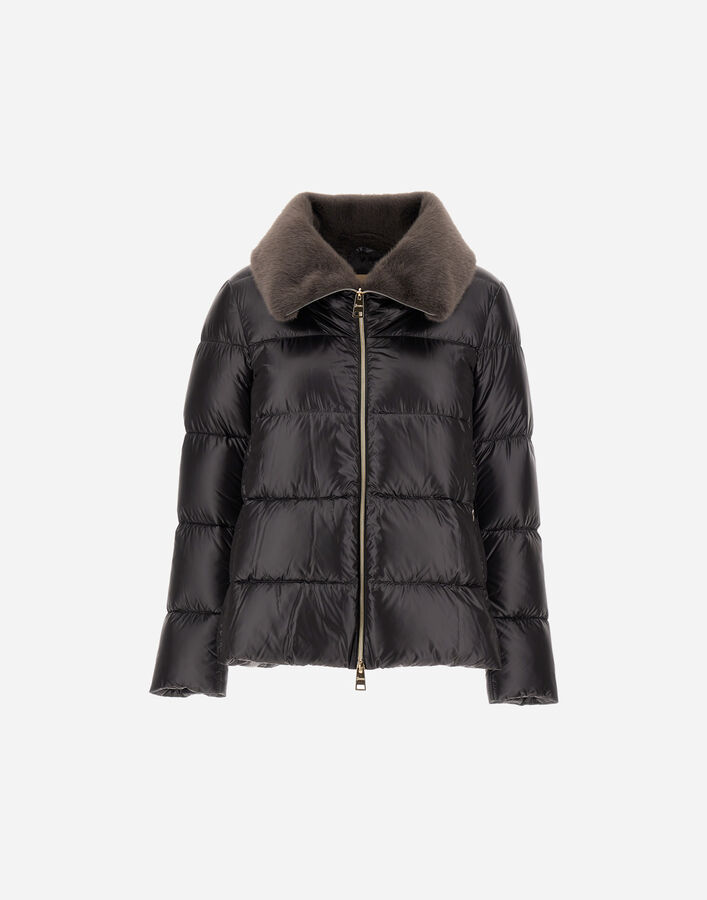 Herno JACKET IN NYLON ULTRALIGHT AND LADY ALTERNATIVE FUR  PI001923D12017Z9487