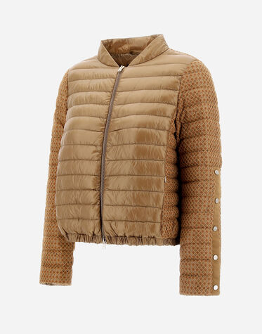NYLON ULTRALIGHT AND SPRING LACE BOMBER JACKET in Camel for Women 