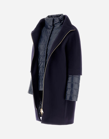 COAT IN LUXURY WOOL AND NYLON ULTRALIGHT in Navy Blue for Women  