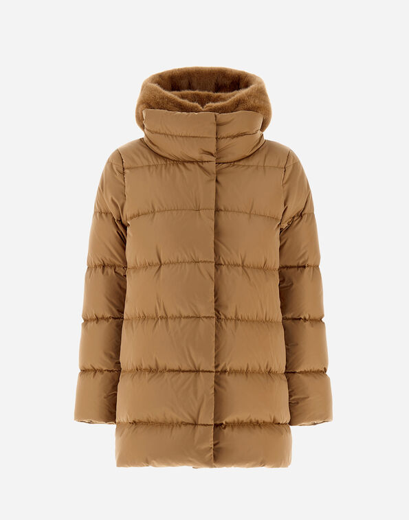 Herno A-SHAPE JACKET IN SATIN AND LADY ALTERNATIVE FUR  PI001934D12170Z2157