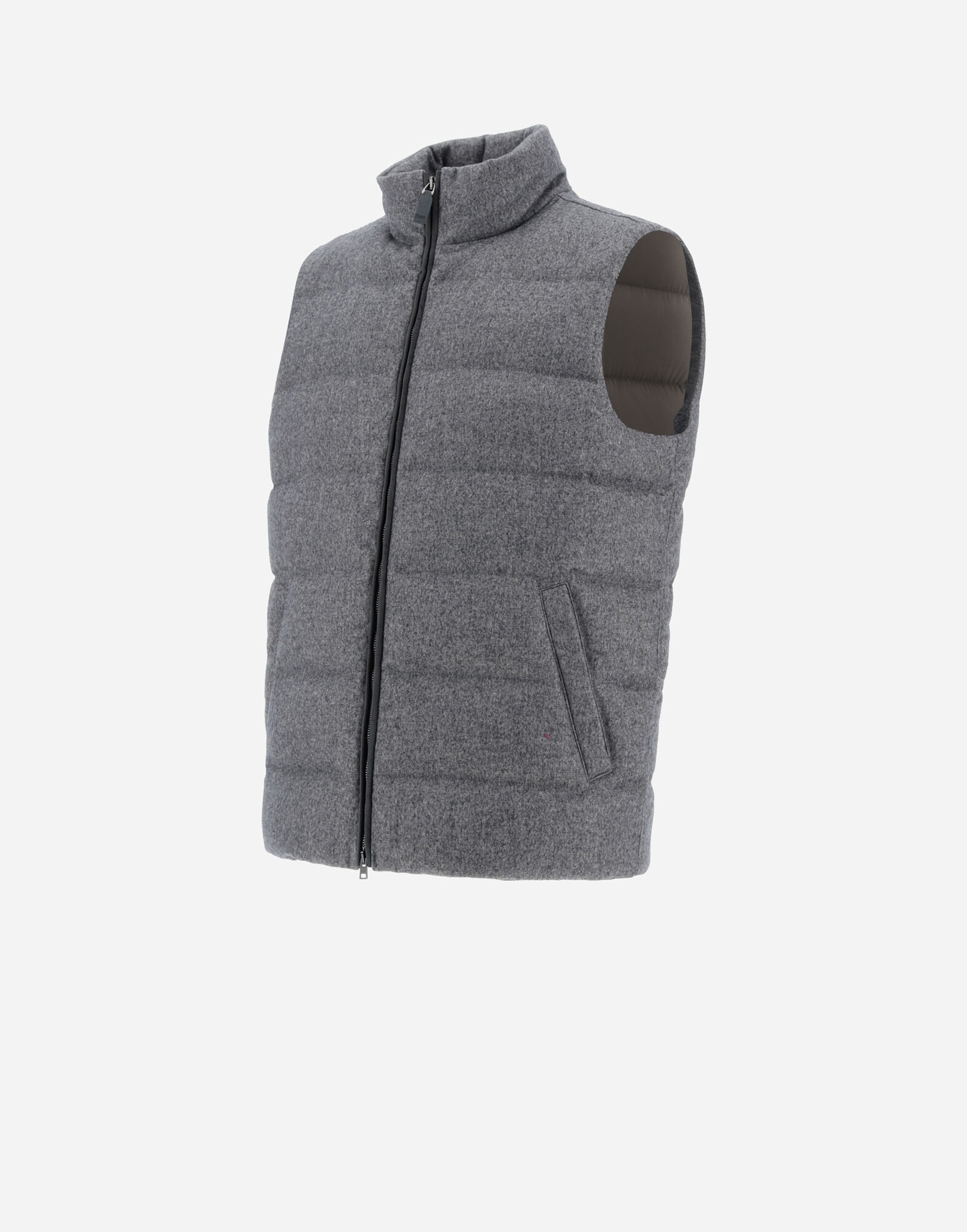 CASHMERE AND SILK SLEEVELESS JACKET in Light Grey/Dark Grey for 