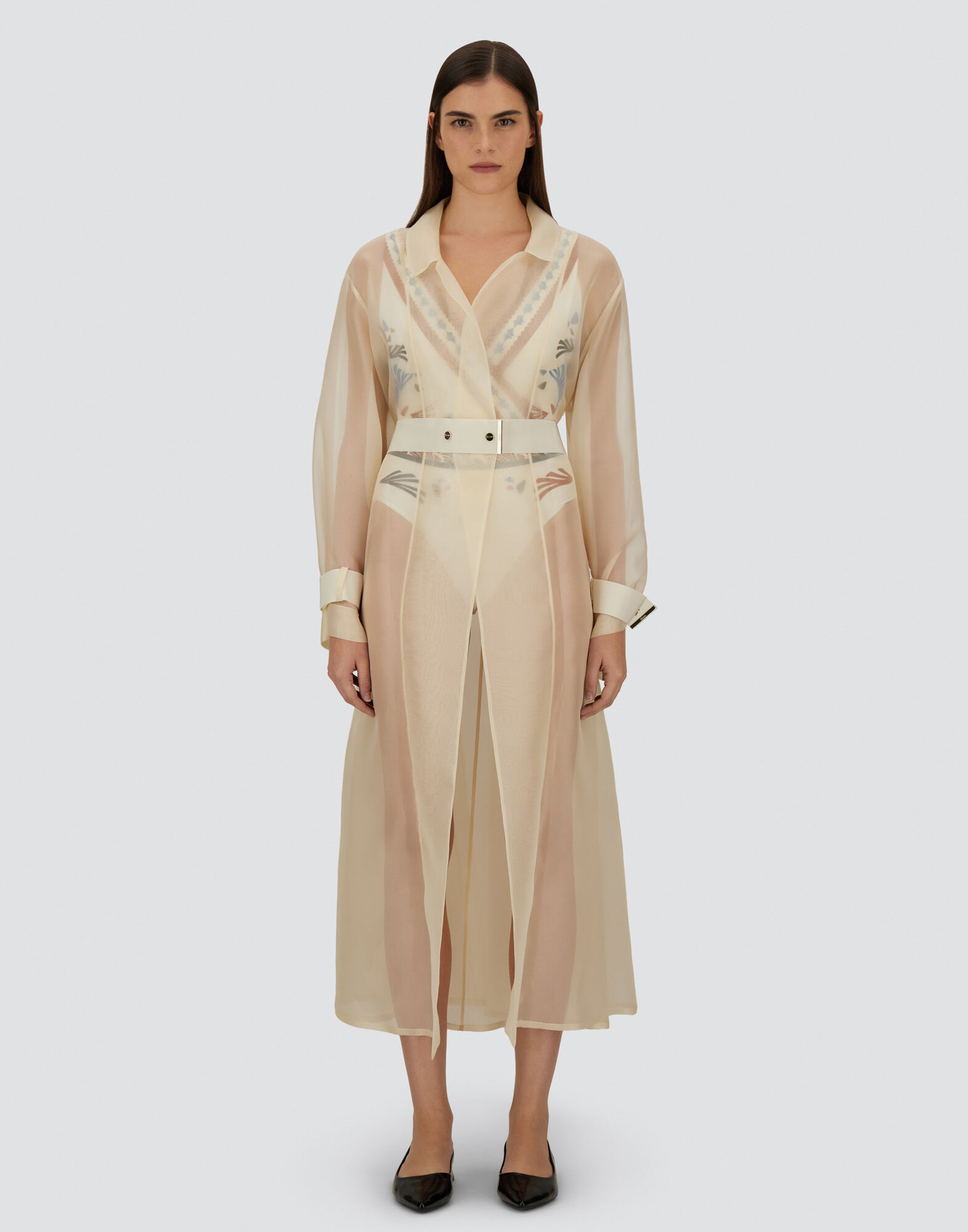 TRENCH COAT IN MULBERRY SILK ORGANZA in Ivory for Women | Herno®