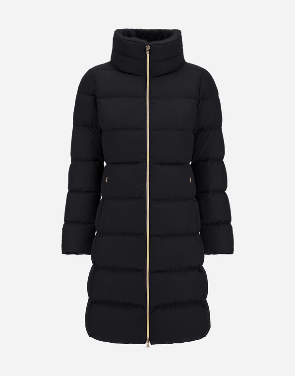 Herno LONG JACKET IN SATIN AND LADY ALTERNATIVE FUR  PI002124D12170Z9300