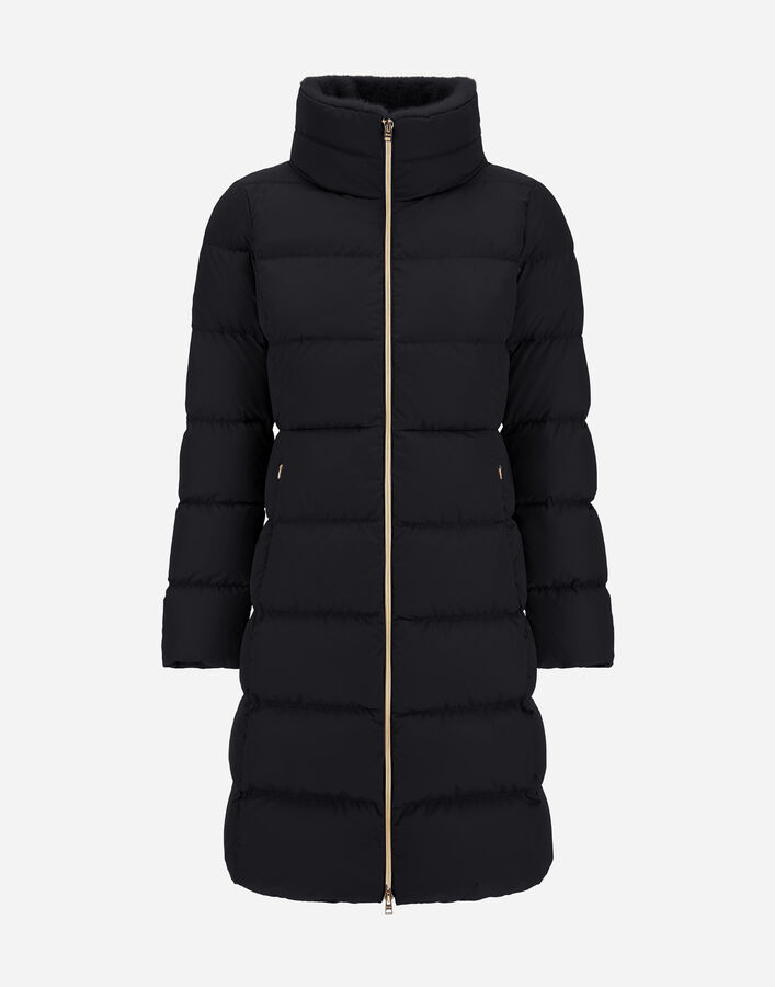 Herno LONG JACKET IN SATIN AND LADY ALTERNATIVE FUR  PI002124D12170Z9300