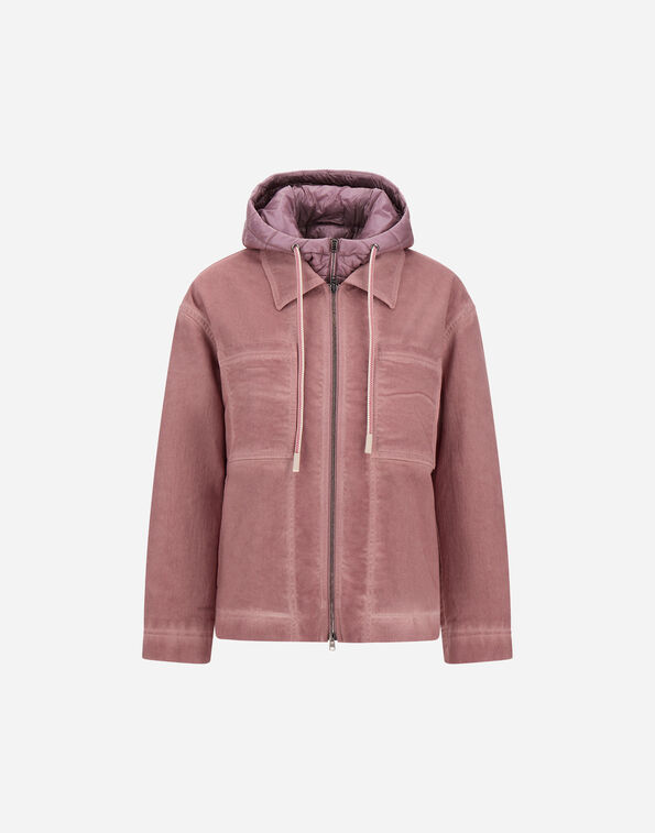 Herno SHORT PARKA IN DENIM-EFFECT GABARDINE AND NYLON ULTRALIGHT  GI000412D133424138