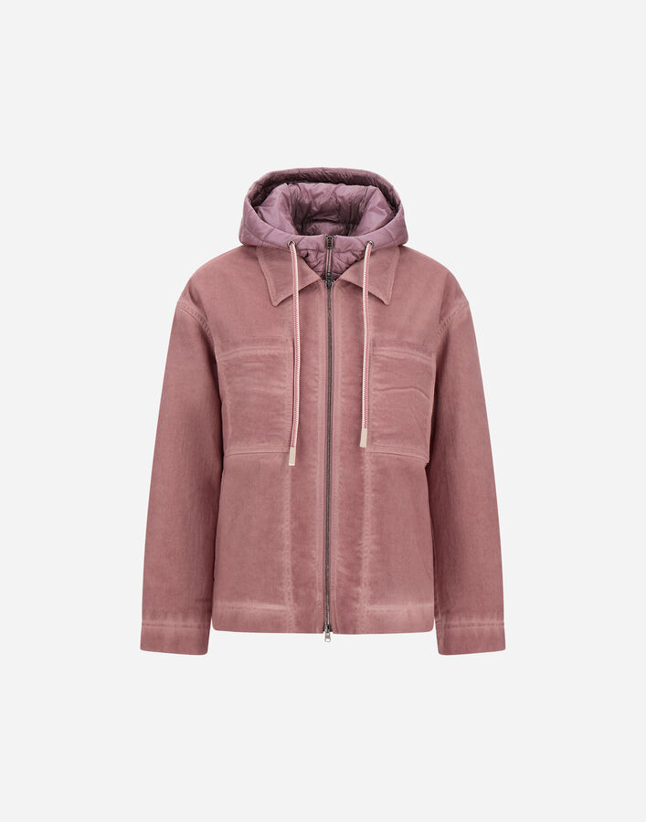 Herno SHORT PARKA IN DENIM-EFFECT GABARDINE AND NYLON ULTRALIGHT  GI000412D133424138