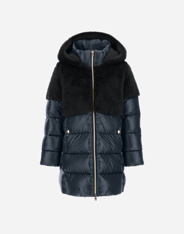 Herno A-SHAPE JACKET IN NYLON ULTRALIGHT AND LADY ALTERNATIVE FUR  PI000185G12017Z9200