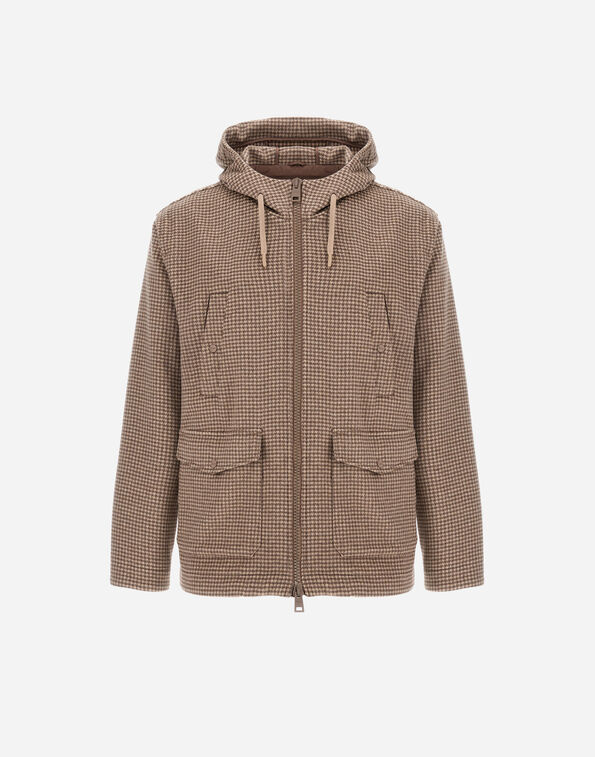 Herno RESORT FIELD JACKET IN HOUNDSTOOTH CASHMERE  FI00022UR381242600