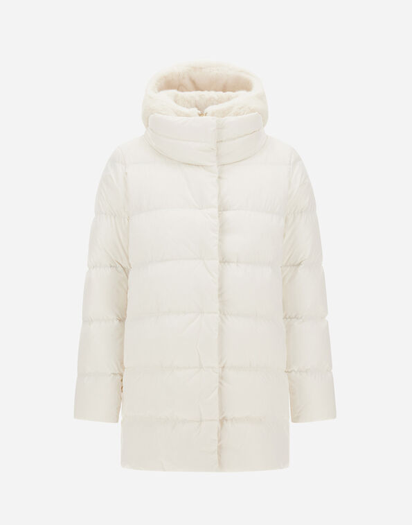 Herno A-SHAPE JACKET IN SATIN AND LADY ALTERNATIVE FUR  PI001934D12170Z1000