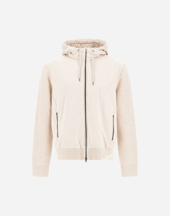 Herno RESORT JACKET IN STOCKING-STITCH PURE WOOL, LIGHTWEIGHT NYLON AND SUEDE-EFFECT MICROFIBRE  MC00055UR702601990