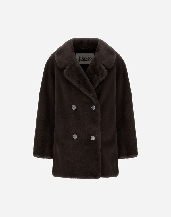 Herno PEACOAT IN BEAVER-EFFECT FUR-TOUCH FABRIC  GC000581D124228895