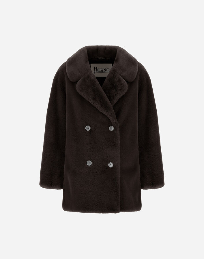 Herno PEACOAT IN BEAVER-EFFECT FUR-TOUCH FABRIC  GC000581D124228895
