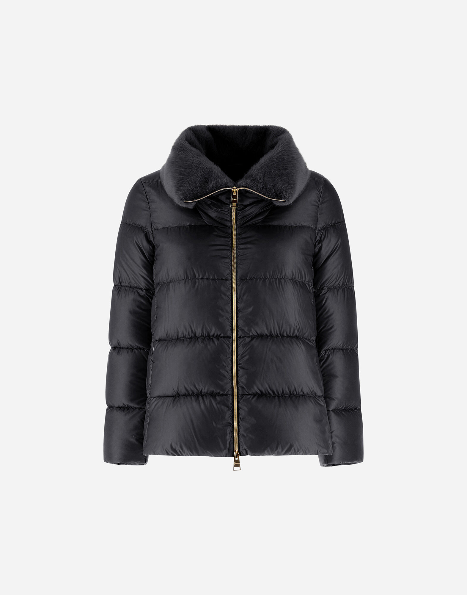 JACKET IN NYLON ULTRALIGHT AND LADY ALTERNATIVE FUR in Black for