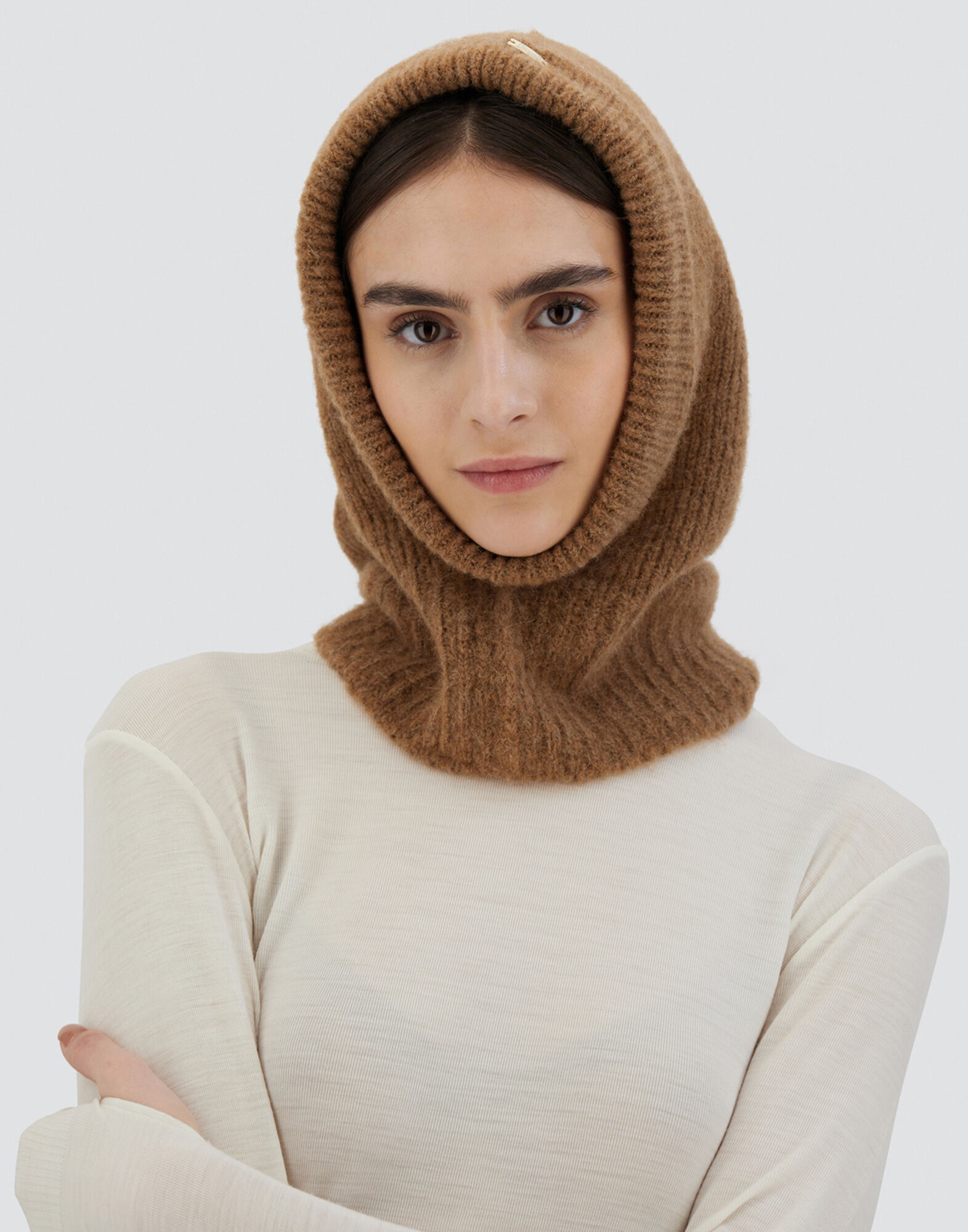 BALACLAVA IN PLAIN ALPACA WOOL in Earthenware for Women | Herno®