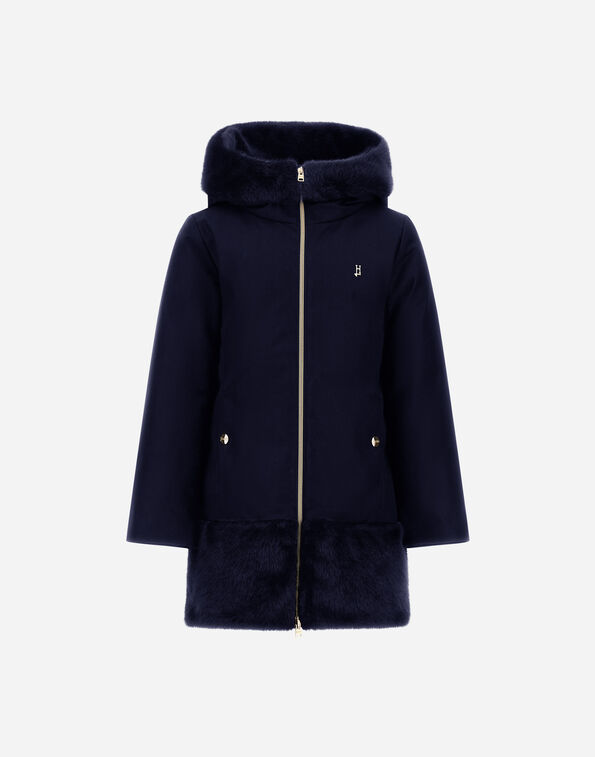 Herno PARKA IN WOOL-EFFECT STRETCH FABRIC AND BEAVER-EFFECT FUR-TOUCH  PI000198G126389200