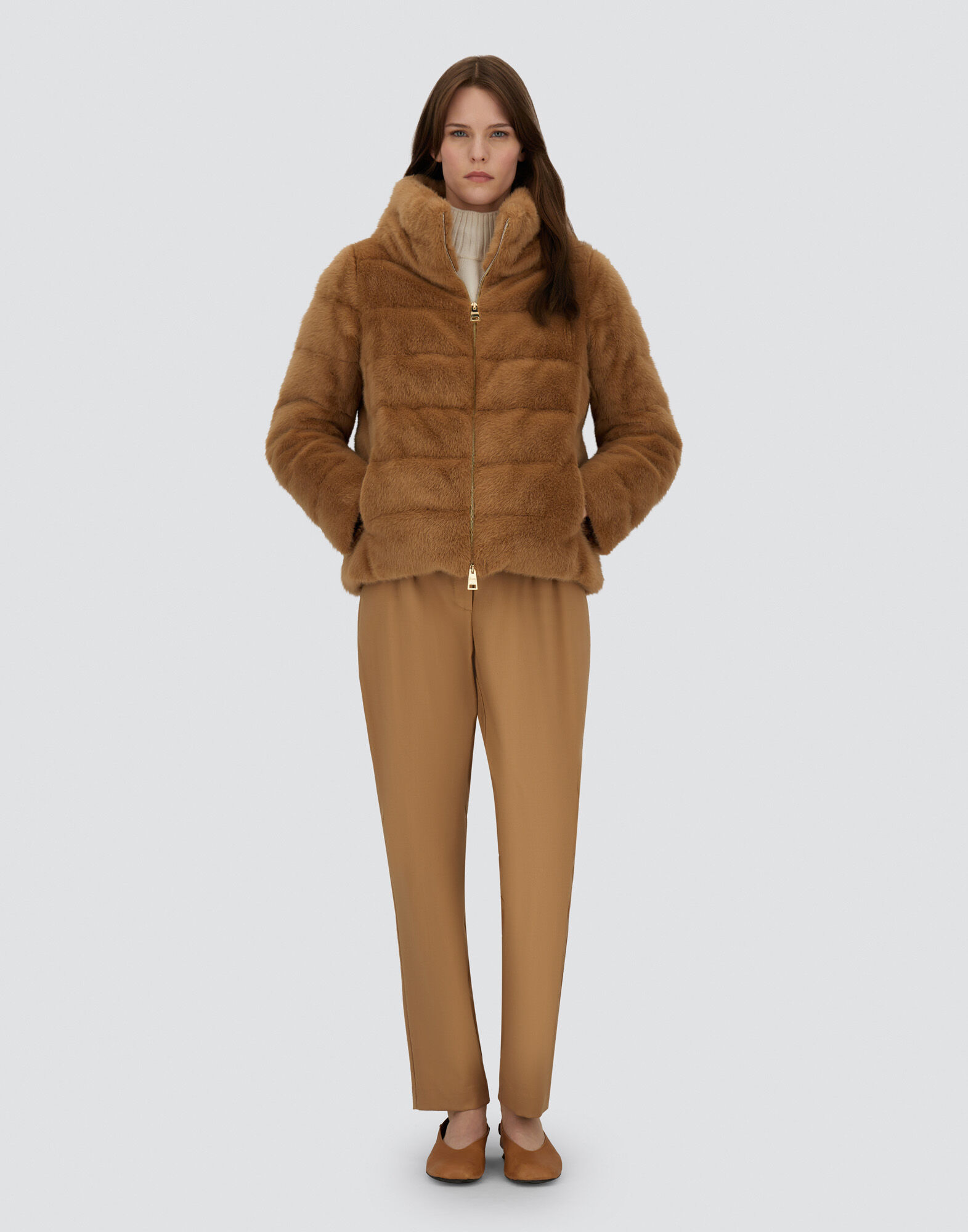 CAPPA IN LADY ALTERNATIVE FUR in Camel for Women | Herno®