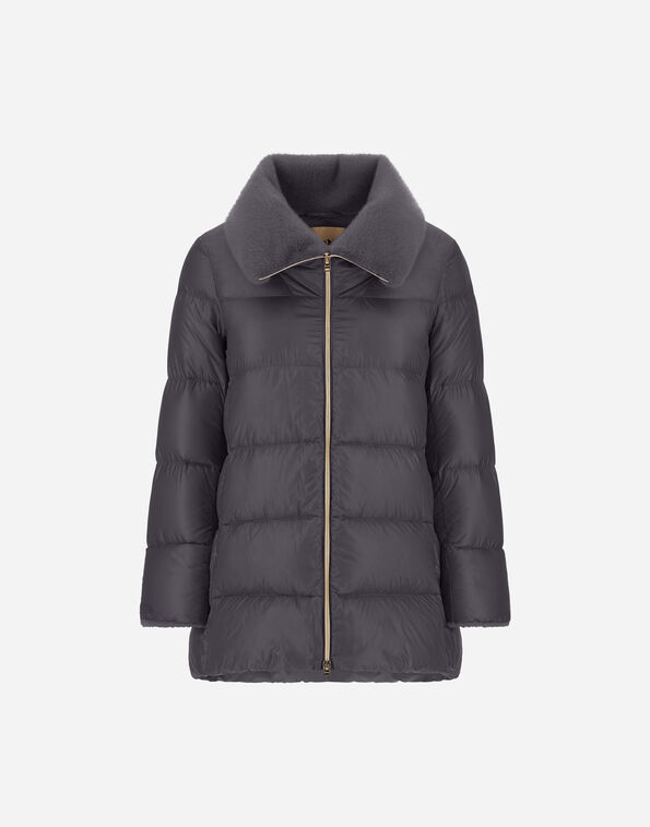 Herno A-SHAPE JACKET IN NYLON ULTRALIGHT AND LADY ALTERNATIVE FUR  PI002140D12017Z9487