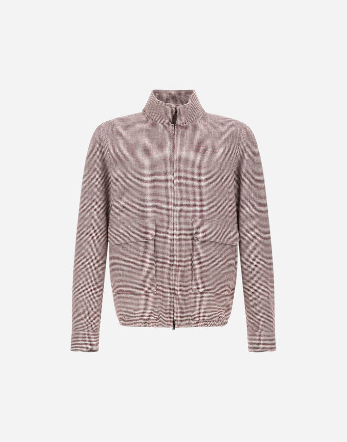 Herno BOMBER JACKET IN PIED DE POULE LINEN  GI000633U171546700