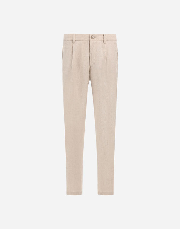Herno RESORT TROUSERS IN FADE-EFFECT LINEN WITH TROPICAL PRINT  PT00053UR17105Z1986