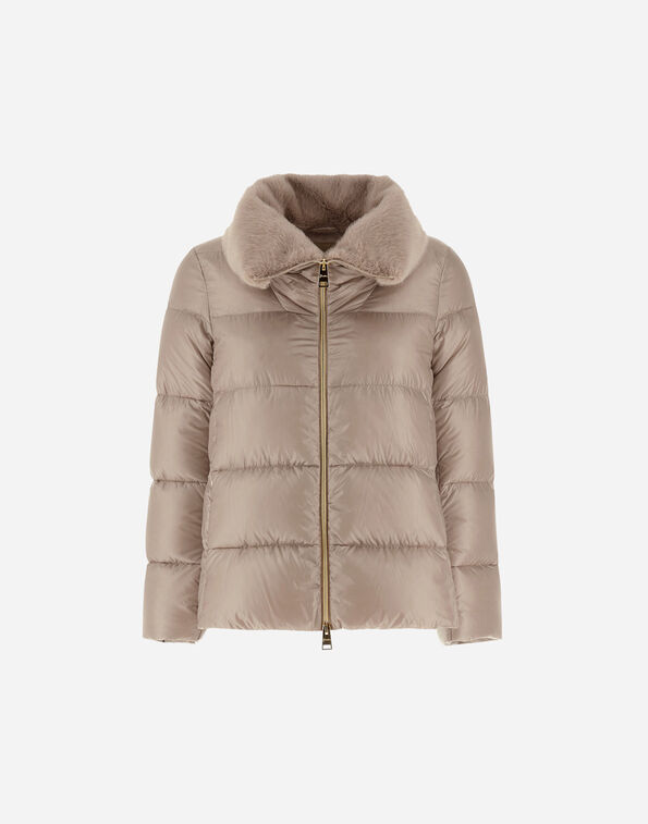Herno JACKET IN NYLON ULTRALIGHT AND LADY ALTERNATIVE FUR  PI001923D12017Z1985