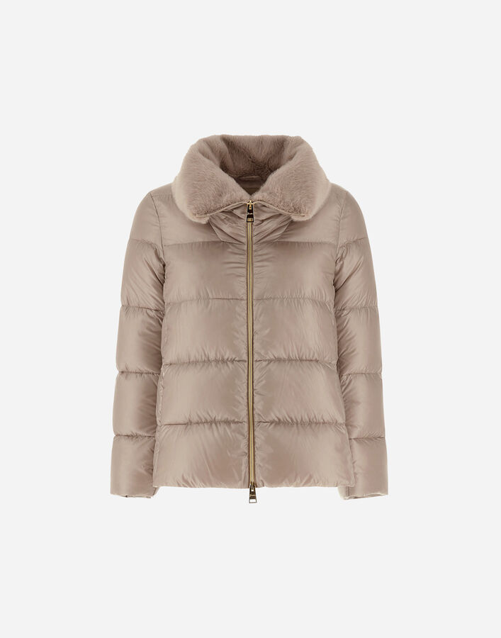 Herno JACKET IN NYLON ULTRALIGHT AND LADY ALTERNATIVE FUR  PI001923D12017Z1985