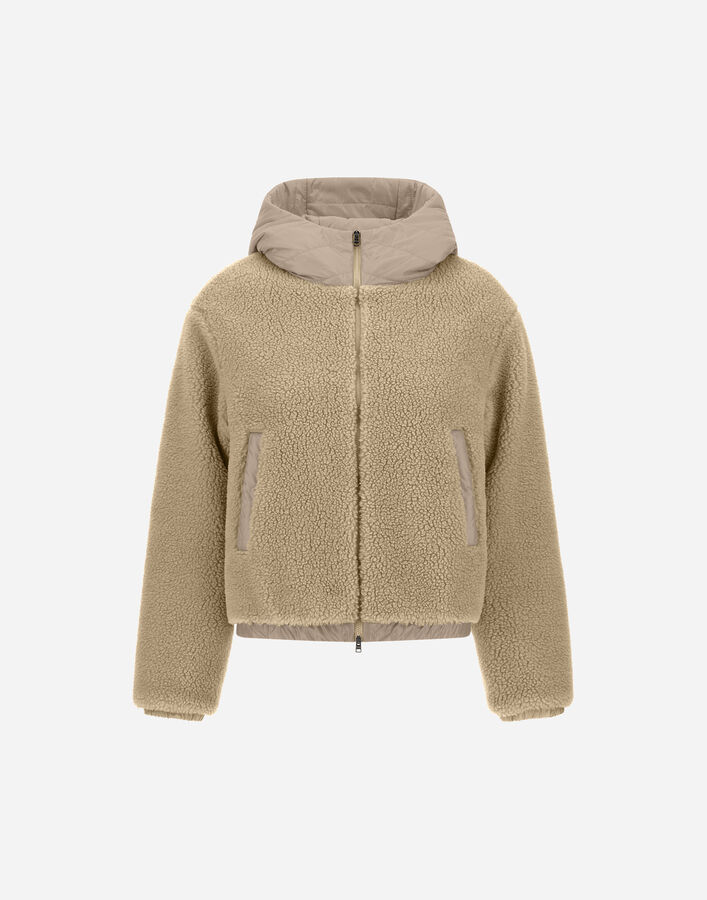 Herno JACKET IN TEDDY FABRIC AND NYLON ULTRALIGHT  GI000347D127631985