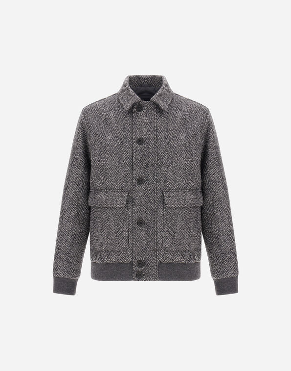 Herno BOMBER JACKET IN DOUBLE-LAYERED HERRINGBONE WOOL FABRIC  GI000697U335559490
