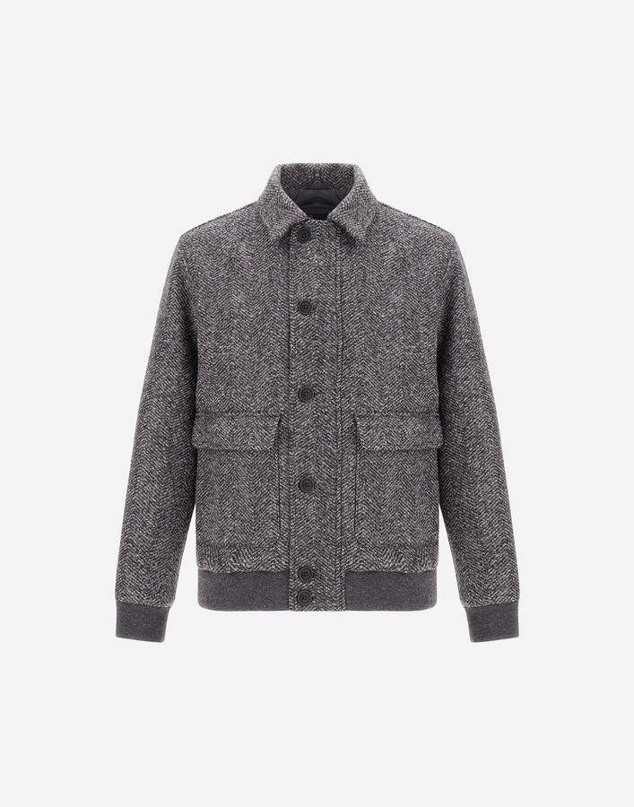 Herno BOMBER JACKET IN DOUBLE-LAYERED HERRINGBONE WOOL FABRIC  GI000697U335559490