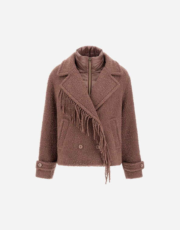 Herno TEDDY PEACOAT WITH FRINGES AND NYLON ULTRALIGHT  GC000580D335674190