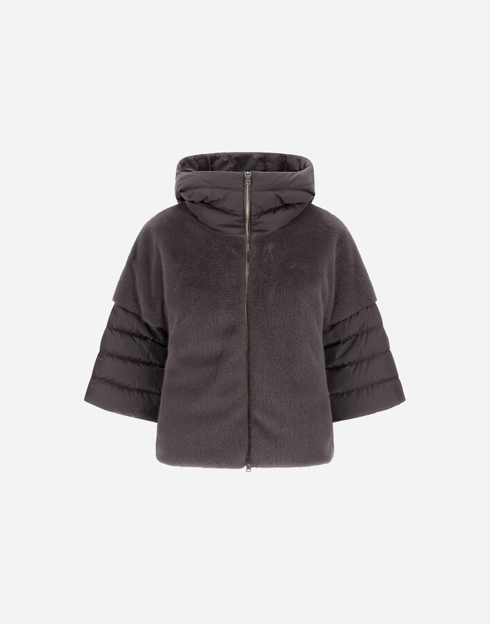 Herno CAPE IN SATIN AND LADY ALTERNATIVE FUR  PI002132D12170Z9480