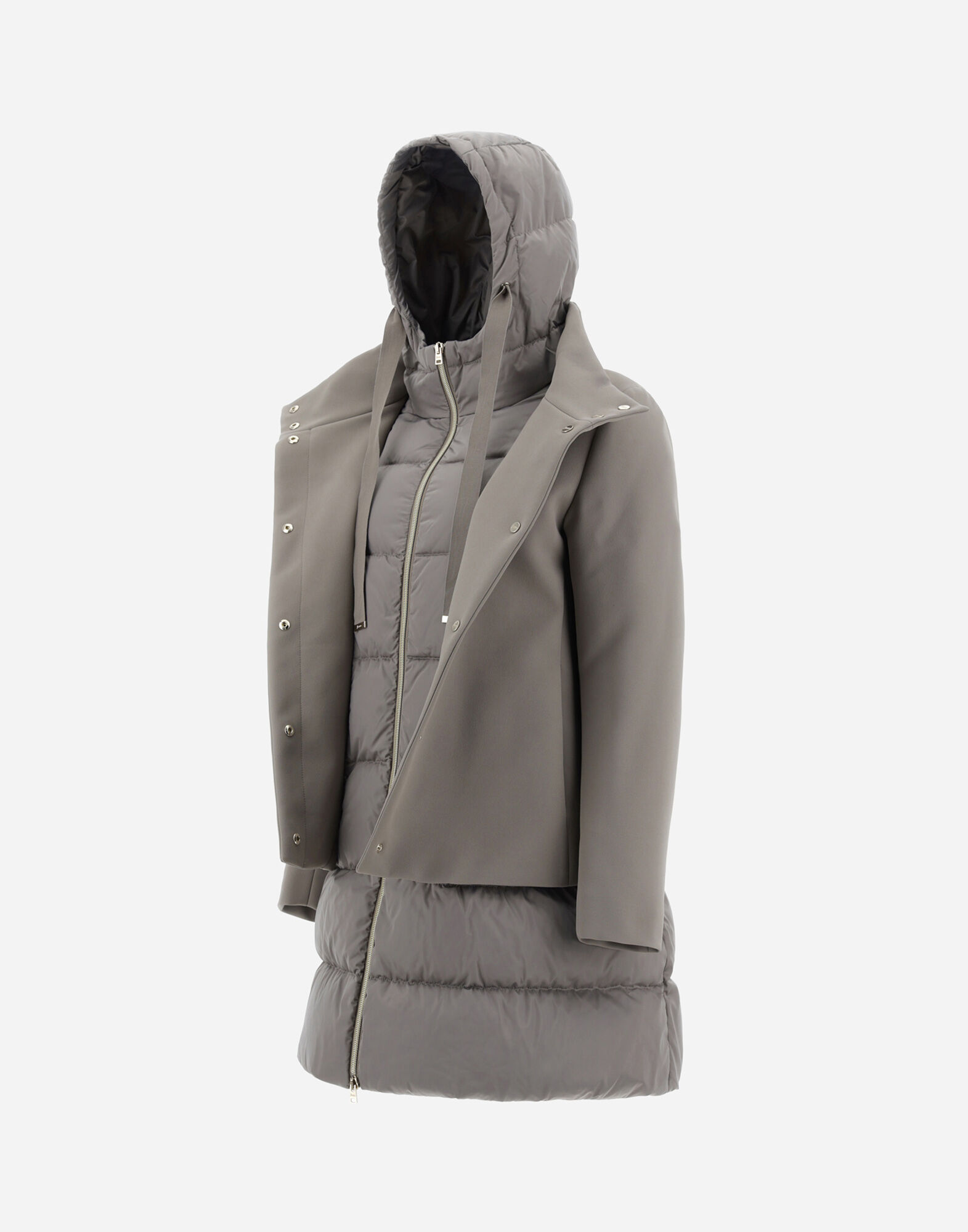 NEW CITY GLAM AND SATIN A-LINE JACKET in Dove Grey for Women | Herno®