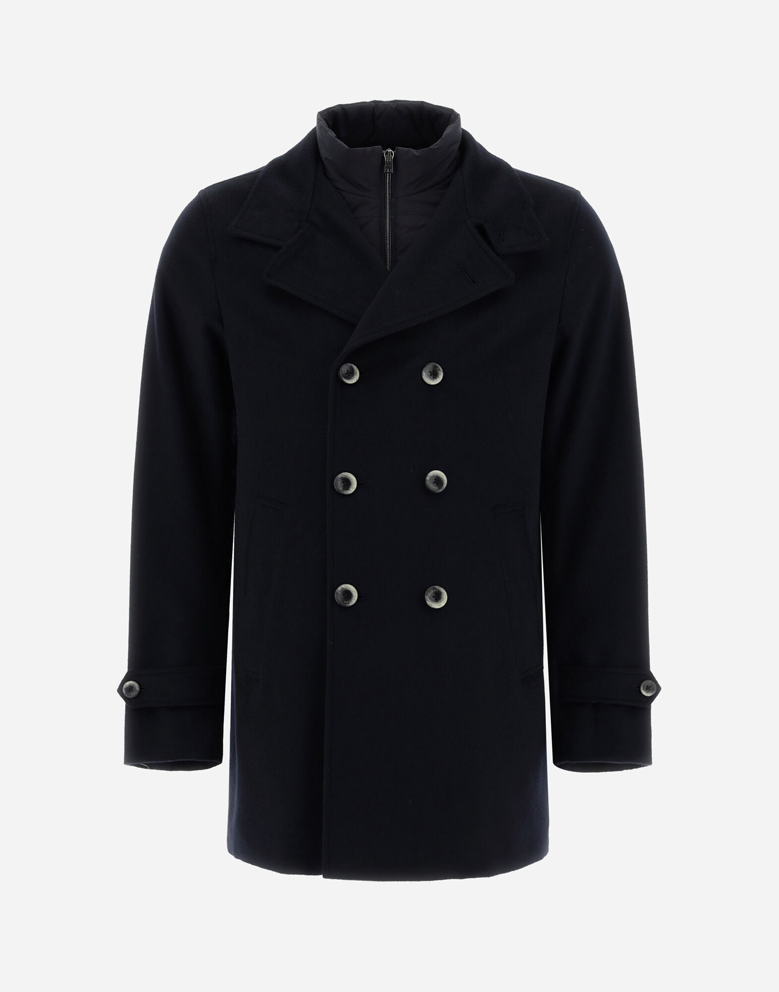 NEW WOOL CASHMERE AND NUAGE PEACOAT in Navy Blue for Men | Herno®
