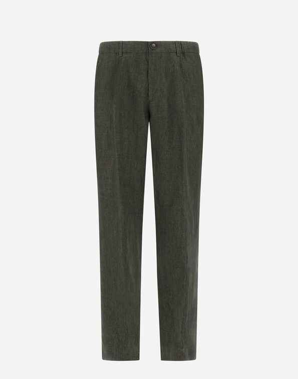Herno RESORT TROUSERS IN FADE-EFFECT LINEN WITH TROPICAL PRINT  PT00053UR17105Z7400
