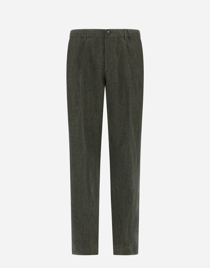 Herno RESORT TROUSERS IN FADE-EFFECT LINEN WITH TROPICAL PRINT  PT00053UR17105Z7400