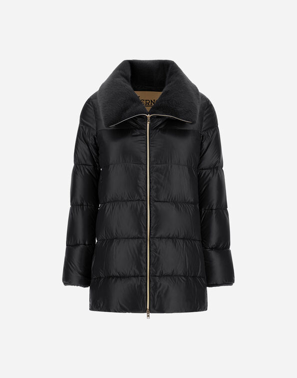 Herno A-SHAPE JACKET IN NYLON ULTRALIGHT AND LADY ALTERNATIVE FUR  PI002140D12017Z9300