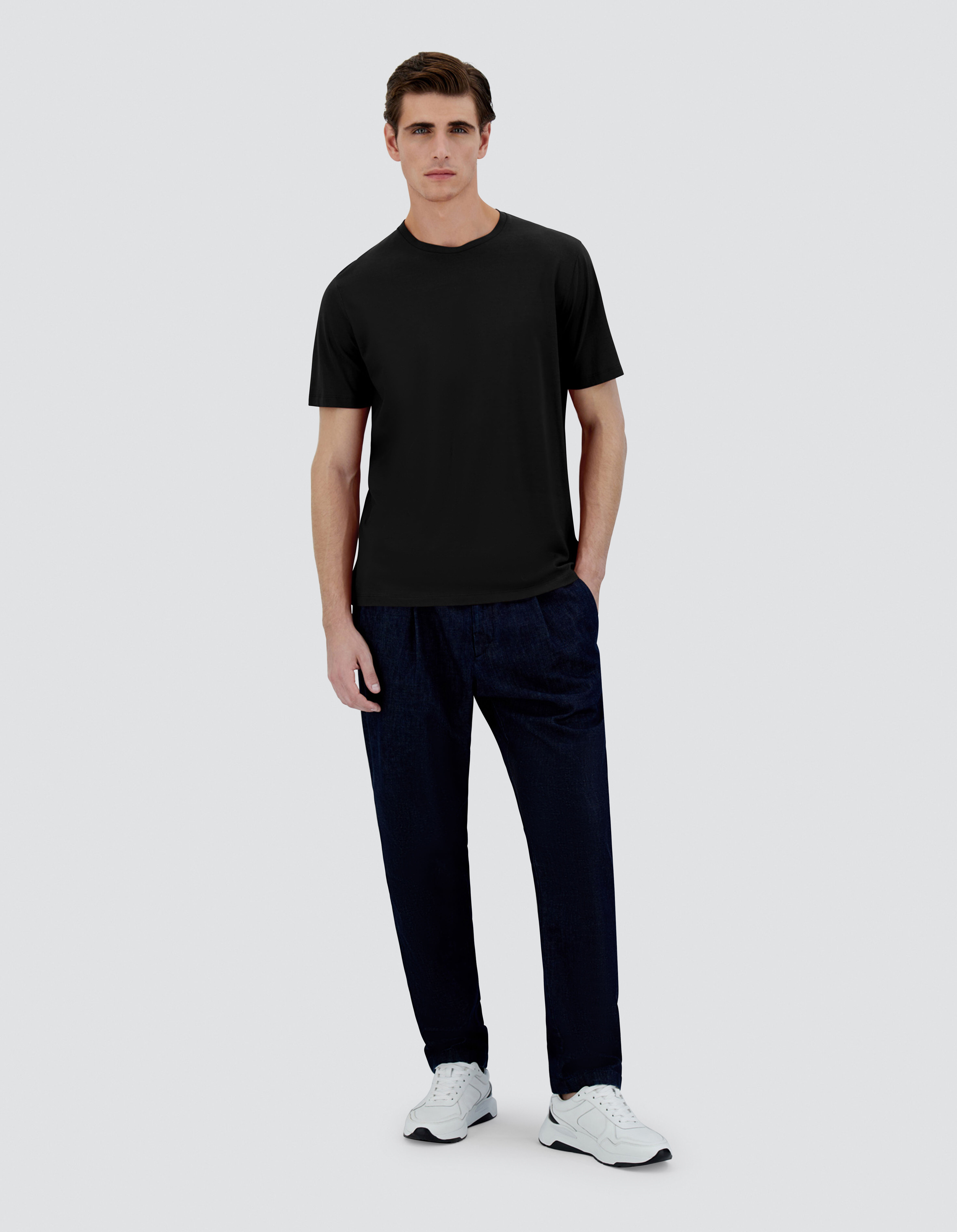 JERSEY CREPE T-SHIRT in Black for Men | Herno®