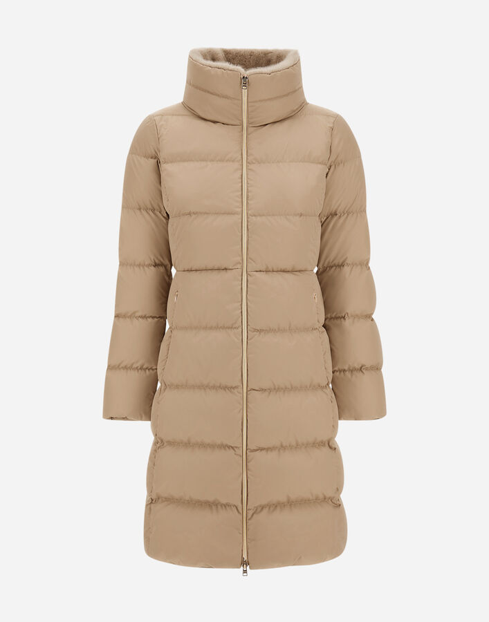 Herno LONG JACKET IN SATIN AND LADY ALTERNATIVE FUR  PI002124D12170Z1985