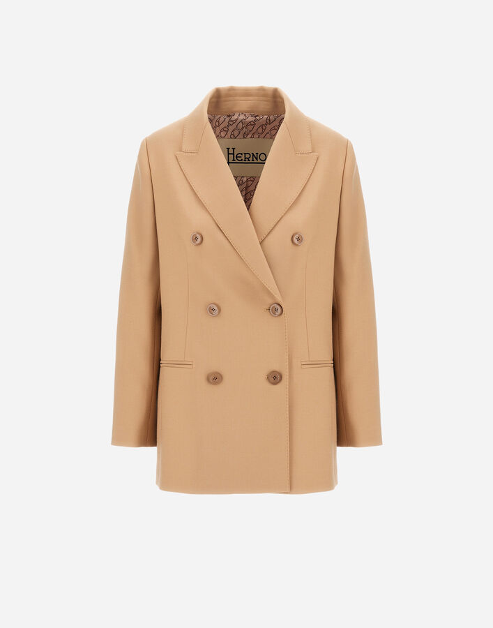 Herno DOUBLE-BREASTED BLAZER IN FLUID WOOL  GA000310D334532157