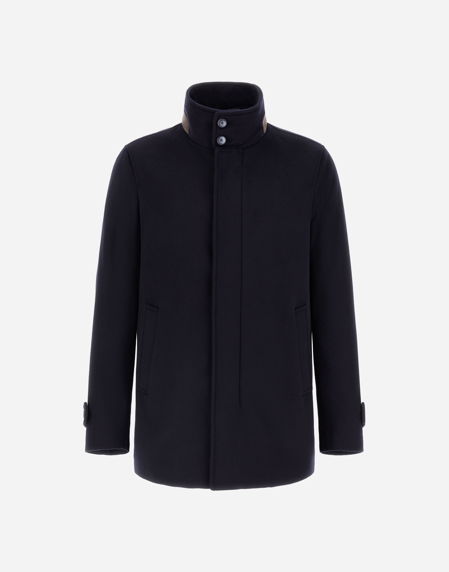 ジャケット・アウター HERNO DIAGONAL WOOL CHESTER COAT DIAGONAL WOOL CARCOAT WITH KNITTED COLLAR