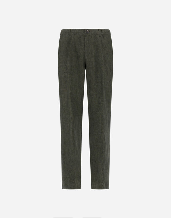 Herno RESORT TROUSERS IN FADE-EFFECT LINEN WITH TROPICAL PRINT  PT00053UR17105Z7400