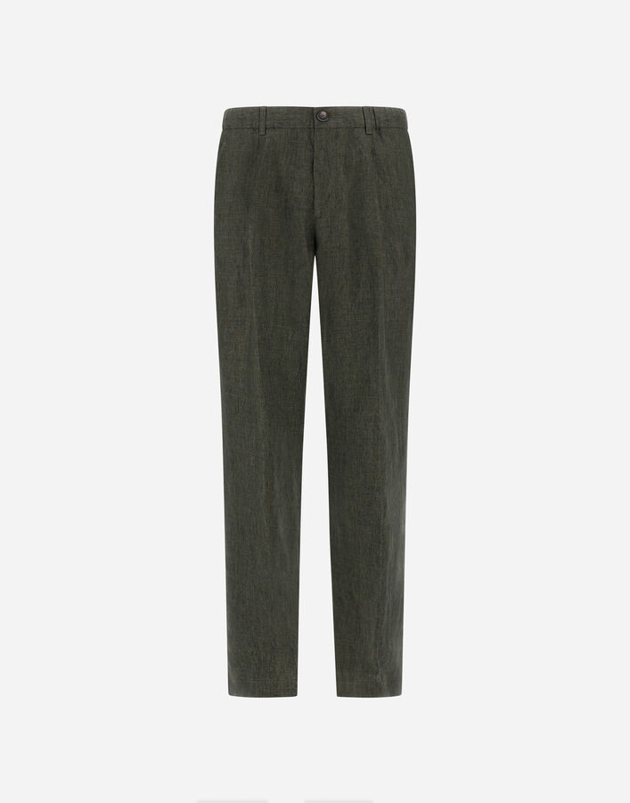 Herno RESORT TROUSERS IN FADE-EFFECT LINEN WITH TROPICAL PRINT  PT00053UR17105Z7400