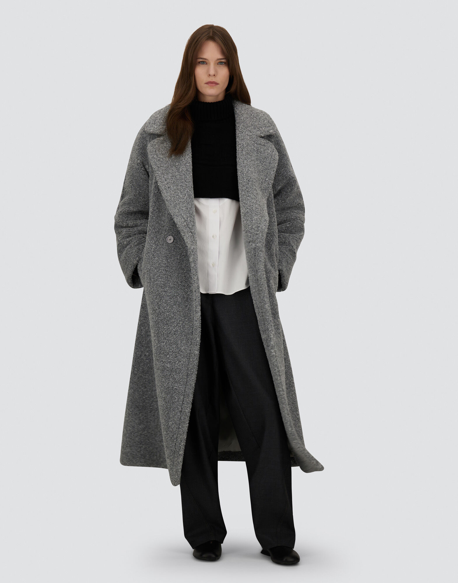 COAT IN MELANGE TEDDY in Grey for Women | Herno®