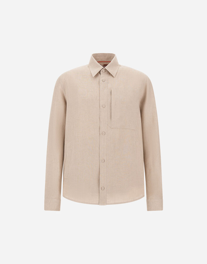 Herno RESORT OVERSHIRT IN FADE-EFFECT LINEN WITH TROPICAL PRINT  GI00119UR17105Z1986