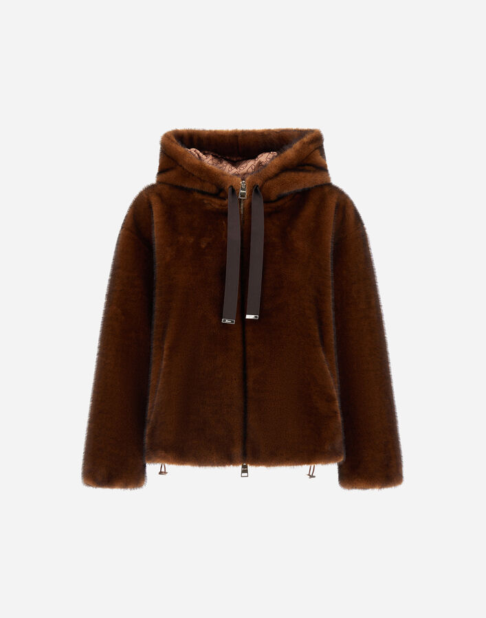 Herno BOMBER JACKET IN MELANGE ALTERNATIVE MINK FUR  GI000318D127398800