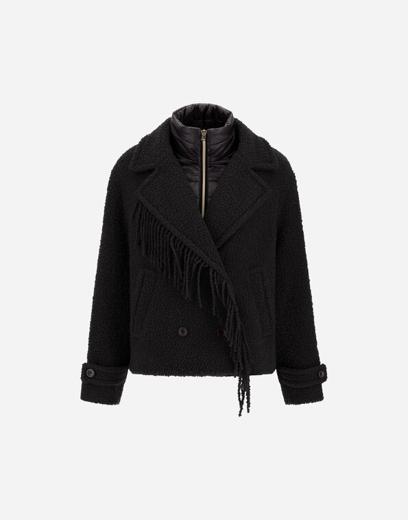 Herno TEDDY PEACOAT WITH FRINGES AND NYLON ULTRALIGHT  GC000580D335679487